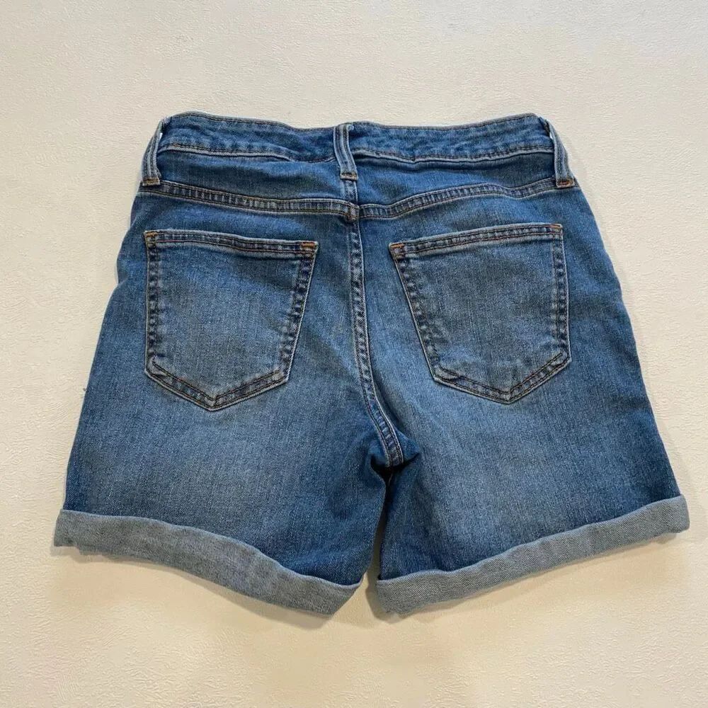 Universal Thread Mid Rise Denim Shorts Distressed Cuffed Blue Size 00/24 - Picture 2 of 6